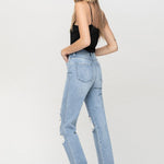 Super High Rise Distressed Relaxed Straight Jeans