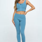 Zip Up Crop Sports Tank Top Set