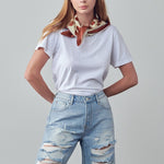 High Rise Ripped Bermuda Denim Shorts