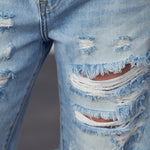 High Rise Ripped Bermuda Denim Shorts