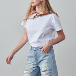 High Rise Ripped Bermuda Denim Shorts