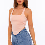 Criss Cross Open Back Handkerchief Top