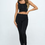 Zip Up Crop Sports Tank Top Set