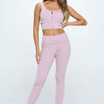 Zip Up Crop Sports Tank Top Set