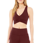 Deep V Drawstring Sports Bra Buttery Soft Fabric