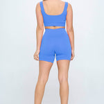 2 piece Seamless Ribbed Tank Top  Biker Shorts