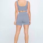 2 piece Seamless Ribbed Tank Top  Biker Shorts