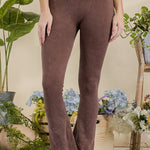 Women's Stone Washed Ribbed Yoga Pants