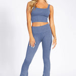 Women's Stone Washed Ribbed Yoga Pants