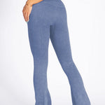 Women's Stone Washed Ribbed Yoga Pants