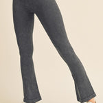 Women's Stone Washed Ribbed Yoga Pants