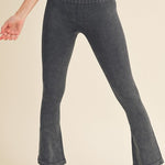 Women's Stone Washed Ribbed Yoga Pants