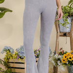 Women's Stone Washed Ribbed Yoga Pants