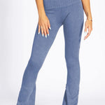 Women's Stone Washed Ribbed Yoga Pants