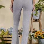 Women's Stone Washed Ribbed Yoga Pants