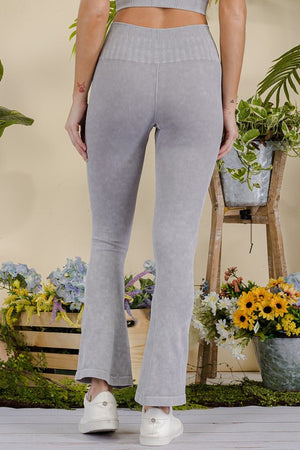 Women's Stone Washed Ribbed Yoga Pants