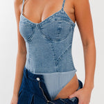 Denim Bustier Bodysuit