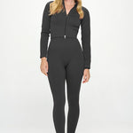 2 Piece Ribbed Seamless Long Sleeve Zip Jacket set