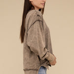 Acid Wash French Terry Exposed-Seam Sweatshirt