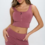 Zip Up Crop Sports Tank Top Set