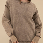 Acid Wash French Terry Exposed-Seam Sweatshirt