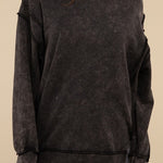 Acid Wash French Terry Exposed-Seam Sweatshirt